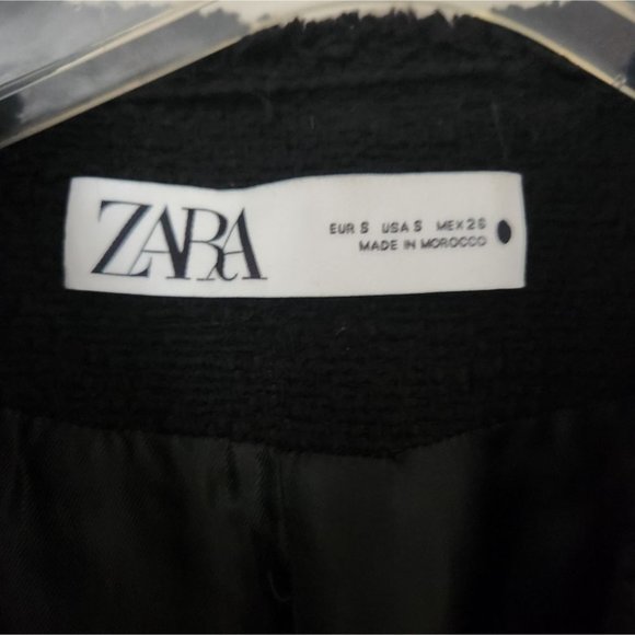 ZARA | Tweed blazer black golden buttons sz S - Picture 2 of 7